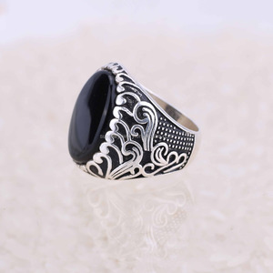 Custom Gothic Punk 925 Sterling Silver Rhodium Plated <strong>Men</strong> <strong>Black</strong> Onyx <strong>Men's</strong> Gemstone <strong>Ring</strong> for Weeding Engagement Party - Product Image 4
