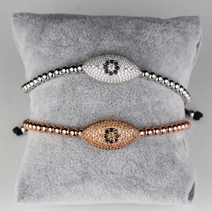 Joyería hecha a mano 925 Plata de Ley italiano pulsera mal de ojo brazalete de cuentas de metal pequeño para hombre - Product Image 1