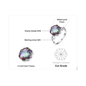 Fire Mystic Topaz Ring Jewelry Ring Rainbow 925 Sterling Silver Solid Jewelry Palace 3.2ct Anillos <span class=keywords><strong>de</strong></span> piedras preciosas Zircon Claw Setting - Product Image 6