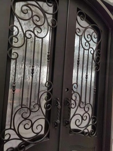 Porte en fer forgé avec fenêtre ouverte, motif de découpe CNC, design <span class=keywords><strong>ornemental</strong></span> - Product Image 4
