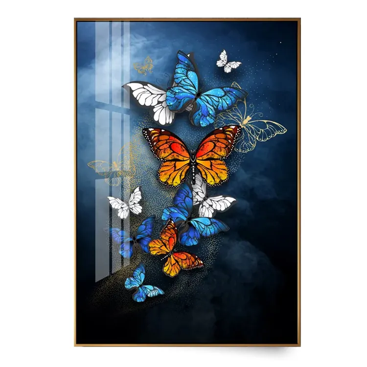 Nouveau design de photos en verre, motifs de papillon de peinture en porcelaine de cristal