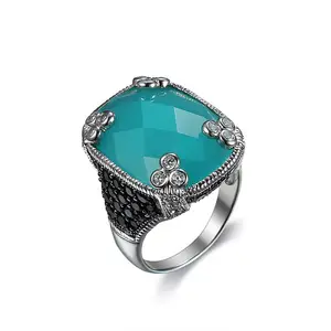Onier Hot selling silver ring men jade jewelry classic type delicate totem carving exaggerated ring for men