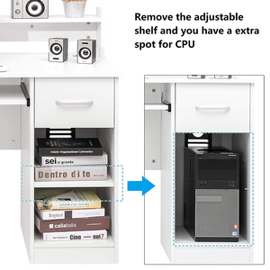 <span class=keywords><strong>Scrivania</strong></span> Moderna <span class=keywords><strong>Vintage</strong></span> in Melamina Bianca con Ampio Spazio di Archiviazione per Camera da Letto dei Bambini - Product Image 4