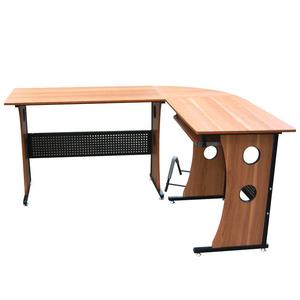 Esquina de oficina <span class=keywords><strong>Escritorio</strong></span> de computadora <span class=keywords><strong>en</strong></span> forma de <span class=keywords><strong>L</strong></span> de vidrio templado de 10mm y Marco de metal de madera - Product Image 3