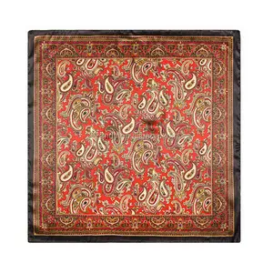 Yeni moda baskı tasarımı paisley 60X60 kare saten ipek eşarp