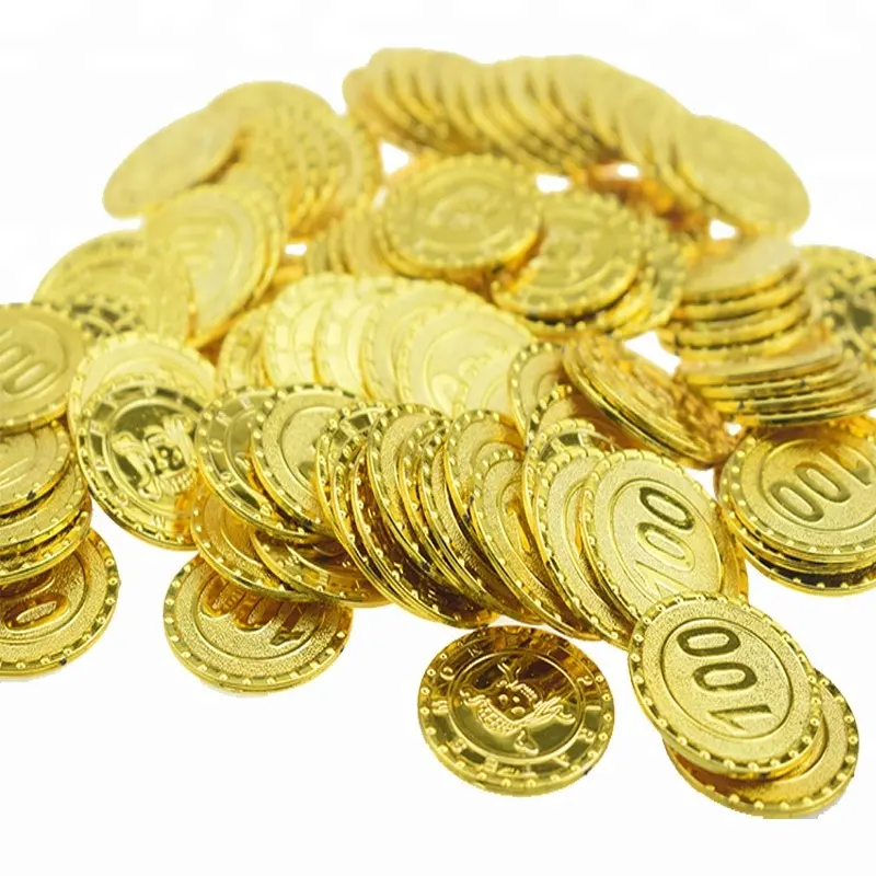 จีนผู้ผลิต OEM พลาสติก Token ราคาถูกโบราณโจรสลัดเหรียญทอง