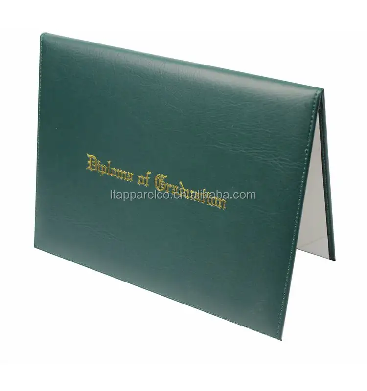 PU Leather A4 Certificate Folder Diploma Cover File Holder - Green