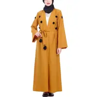 YSMARKET الخريف الشتاء الملابس دبي عباءة مع حزام طويل مسلم رداء النساء أزياء فساتين ماكسي سترة EZ80506