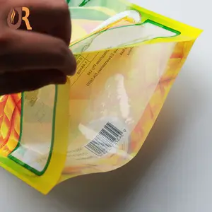 Venta al por mayor de bolsa plana congelada de resellable de comida de embalaje con cremallera laminado de plástico bolsas para bolsas de vacío mango