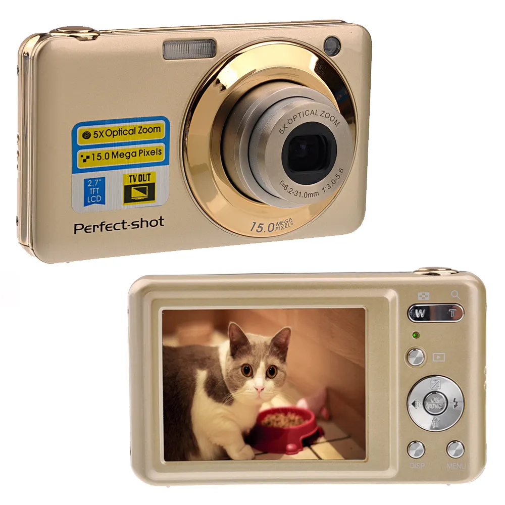 High Quality V600 15Mp Max 5x Optical Zoom Digital Camera 2.7" Screen 720P HD Video 5Mega Pixel CMOS