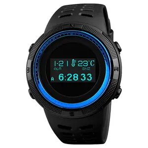 Azul del reloj Skmei 1360 la pantalla OLED de alta calidad doble deportes termómetro podómetro reloj brújula reloj China Alibaba 5ATM impermeable