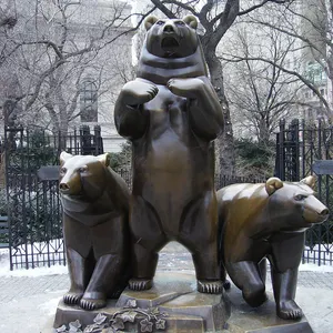 Arte Ofício Do Metal De Fundição de Bronze Estátua de Bronze de Três Ursos em uma Circular Pisou Pedestal