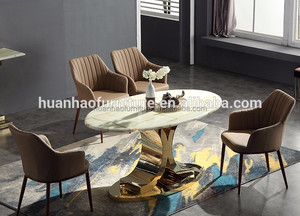 Fosha utilizado oro muebles de comedor para la venta de mármol ovalada Mesas Sillas - Product Image 2