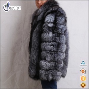 ALICEFUR <span class=keywords><strong>uomo</strong></span> di Alta qualità del cappotto del rivestimento di medio <span class=keywords><strong>lungo</strong></span> naturale volpe d'argento cappotto di pelliccia per gli uomini - Product Image 3