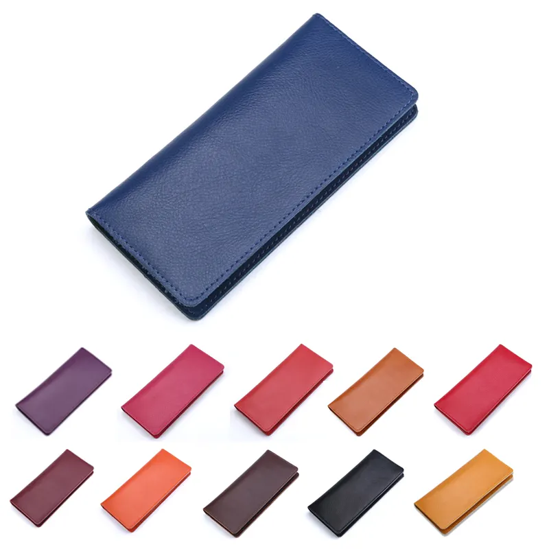 Leather for Women Men Long Slim Purse Female Wallet Card Holder Clutch Bag