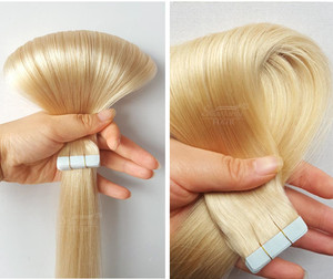 Extensions à clipser 100% cheveux humains vierges Remy 60 blond <span class=keywords><strong>platine</strong></span> 18 pouces Extensions de cheveux à clipser sans couture - Product Image 6