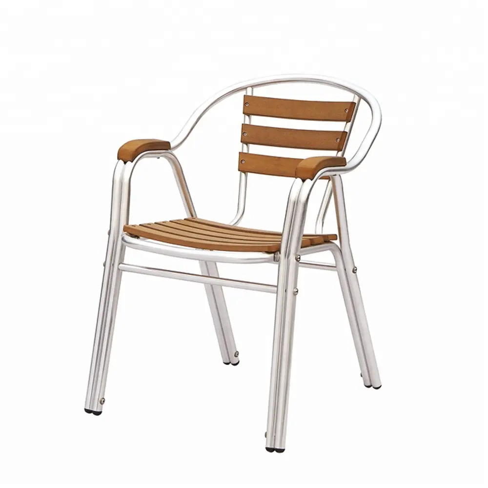 Double Tube Leg Plastic Wood Aluminium Garden Chair