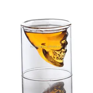 Hot Sale Shape of "Skul Heads" Hand Blown Double Wall Glass Cup "Skul Heads" Double Glass Cup 250ml