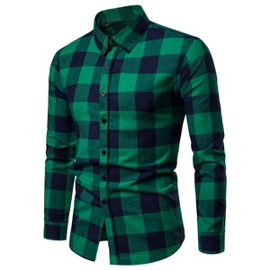 Nuovi <span class=keywords><strong>abiti</strong></span> da <span class=keywords><strong>uomo</strong></span> di marca di moda camicia Casual <span class=keywords><strong>Slim</strong></span> Fit Social Plus Size camicie a maniche lunghe in cotone scozzese - Product Image 5