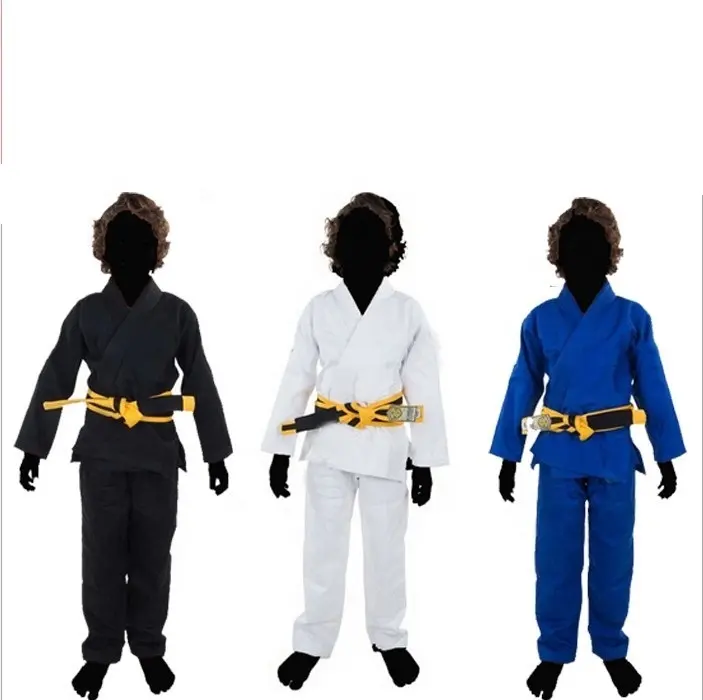 Dünne brasilia nische Kimono Jiu Jitsu Neues Training Kinder Erwachsene BJJ GI MMA Benutzer definierte 3 Farben Kimonos für Jiu-Jitsu Männer mit weißem Gürtel