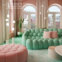 Mobilier design unique, canapé bulle coloré, salon, hall d'hôtel, réception de mariage, canapé rouge, mobilier moderne