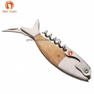 <strong>Bar</strong> <strong>Tools</strong> Selling Customized logo Fish 3D Wooden Handle Fish Shaped Wine Opener Corkscrew - Product Image 5