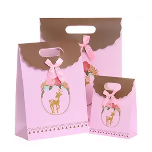 wedding handles printing pattern paper bag, Christmas gift bags without handles,candy bag packaging for shopping /gift