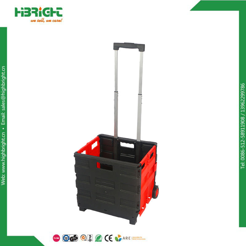 折りたたみ式で持ち運び可能なプラスチック製ショッピングカート（車輪