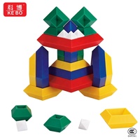 Mainan Blok Bangunan Puzzle Piramida Plastik ABS Produsen Grosir KEBO untuk Anak-Anak Edukatif