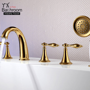 YX baño montado cubierta de oro 5 agujeros baño bañera grifo - Product Image 1