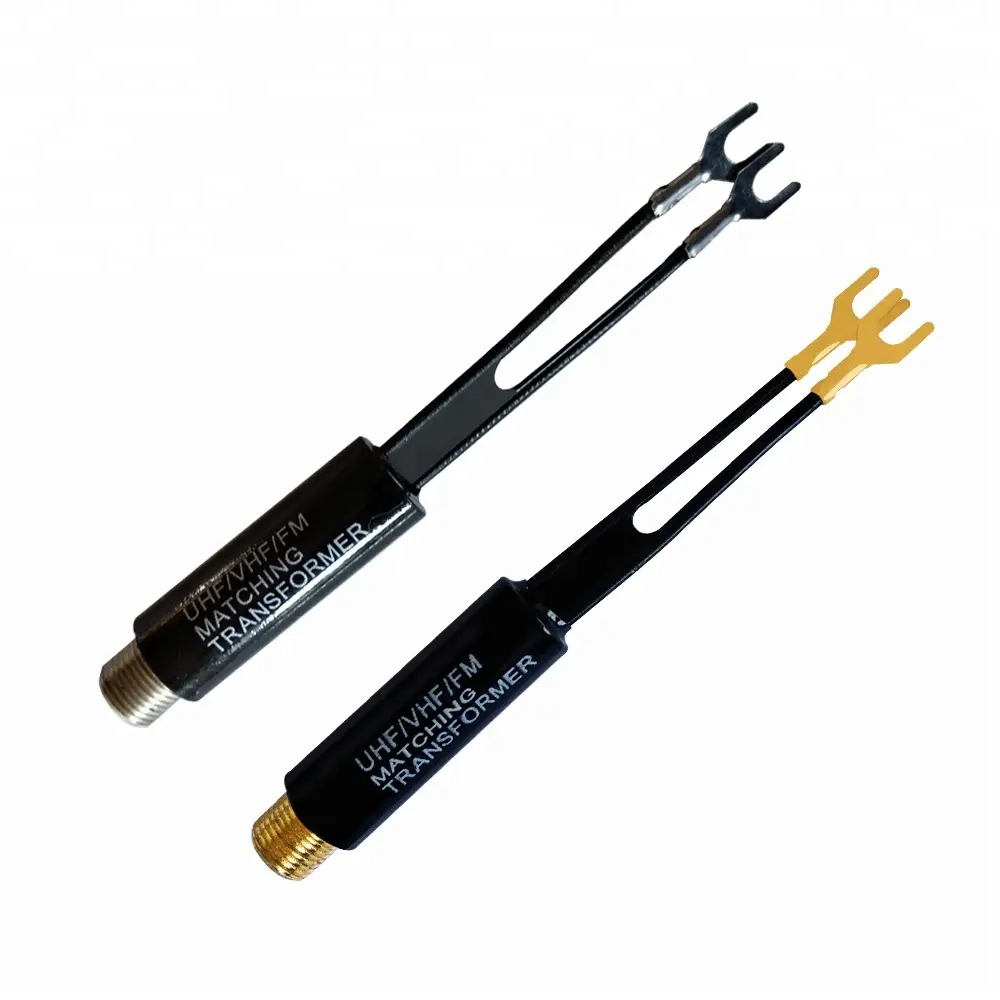 Antena de TV MX UHF VHF FM chapada en oro o niquelada 75-300 Ohm Cable Coaxial transformador a juego