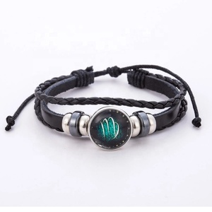 Moyamiya Time Gem Fashion Charm Bracelet Cuerda de cuero trenzada con horóscopo del zodiaco para mujeres y hombres Mercado en línea Producto - Product Image 4