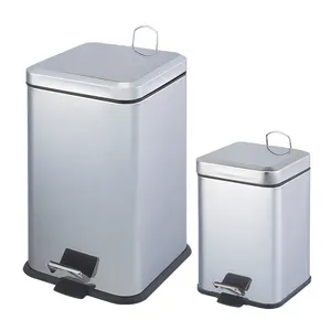 Thép Không Gỉ S/S Hình Vuông Trong Nhà Kim Loại Thùng Rác Thùng Rác Thùng Rác Có Thể Với Bàn Đạp Thực Phẩm Và Nắp - Product Image 1