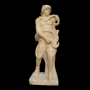 Statue di Ragazzo Nudo in Pietra Naturale da Giardino in Stile Greco in Vendita - Product Image 1