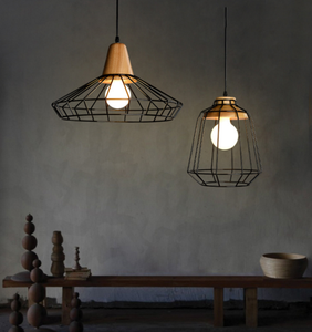 Lámpara Colgante Vintage Industrial de Metal Negro con Jaula de Alambre para Decoración del Hogar - Product Image 1