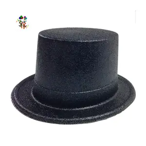 Vestido de fiesta de plástico, Top negro brillante, sombreros, HPC-2065