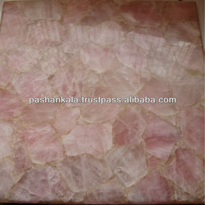 Plaque de quartz rose semi-précieuse carrée - Product Image 1