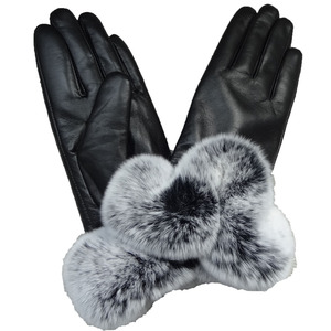 Expédition rapide hiver mode gant en peau de mouton noir écran tactile femmes chaud en cuir de chèvre <span class=keywords><strong>gants</strong></span> de conduite Rex lapin fourrure <span class=keywords><strong>gants</strong></span> - Product Image 4