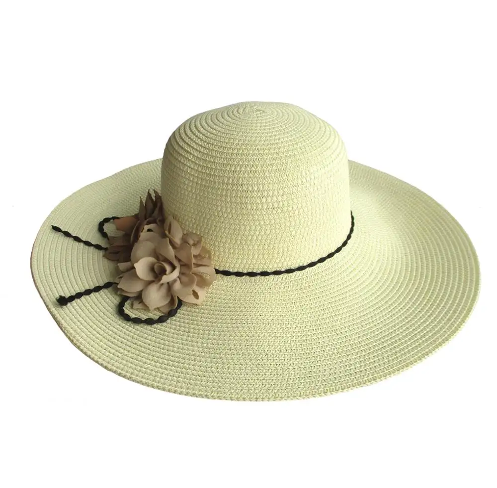 도매 여성 비치 종이 밀짚 모자 와이드 브림 비치 모자