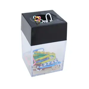 Promotional customized magnetic clip dispenser plastic magnetic paper clip holder office binding supply