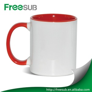 Al por mayor 11 oz cerámica blanca en blanco de la sublimación, taza promocional 11 oz color interior taza de café de cerámica - Product Image 1