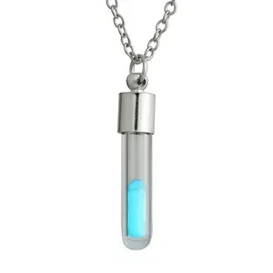 Transparante Glazen Fles Hanger Ketting Glow In The Dark Ketting Met Zilveren Lange Ketting Sieraden Voor Vrouwen