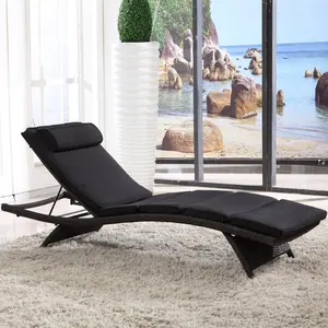 लक्जरी Foldable आउटडोर समुद्र तट ब्राउन पीई प्लास्टिक विकर रतन सूरज Lounger