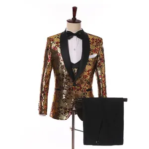 Jacket Blazer Sequins Male Wedding Groom Party Suit Men Singer Bar Nightclub Costumes Club Prom Stage Performance Show Gold