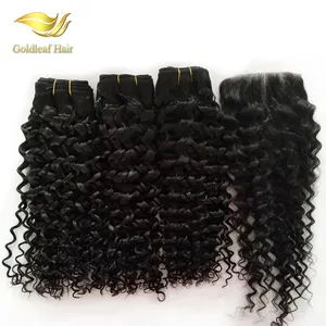 3 bundle human hair deep curly virgin hair 3 bundles 10a brazilian curly bundles with lace closure