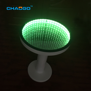 Tavolino da Caffè Rotondo su Misura con <span class=keywords><strong>Piano</strong></span> in <span class=keywords><strong>Vetro</strong></span> <span class=keywords><strong>Temperato</strong></span> 3D e Illuminazione LED a Effetto Specchio Infinito - Product Image 2