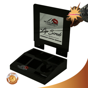 Présentoir de bouteilles cosmétiques de comptoir en acrylique noir avec support d'affiche présentoir de cosmétiques - Product Image 6