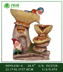 Fulin מותג tabletop שרף גנום בית פטריות עמיד למים מזרקת מים עם כדור מתגלגל אור מקורה מפל - Product Image 4