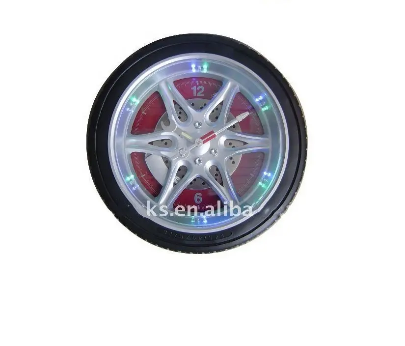 אופנה עיצוב רכב גלגל צורת מודרני פלסטיק דקורטיבי שעון קיר
