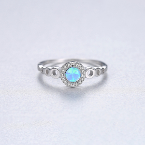 CZCITY <strong>Opal</strong> Engagement Wedding <strong>Ring</strong> 925 Silver Tiny CZ Around Round Rhodium Real <strong>Gold</strong> Plate Women <strong>Rings</strong> - Product Image 5